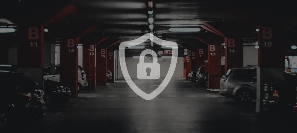 Ilustração represetntativa como conceito de Garagens de condomínios com demarcações de vagas e sinalização de trânsito.